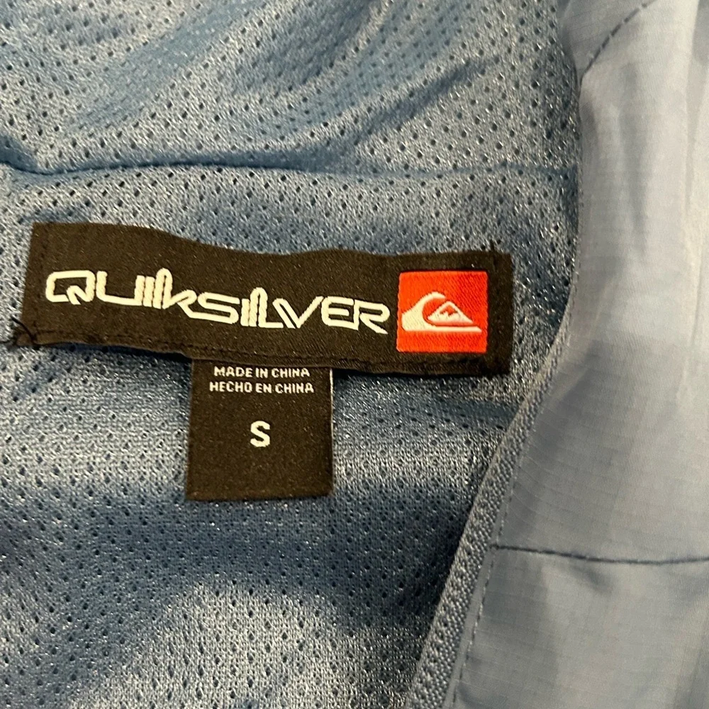 Quiksilver Men's Hooded Windbreaker Lightweight Water-Resistant Jacket Blue Sz S